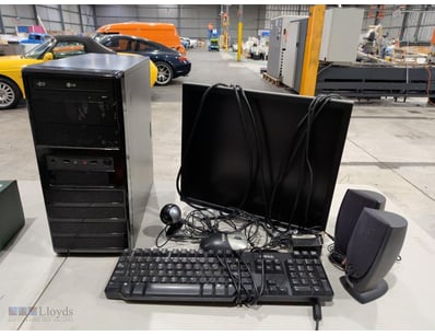 Complete desktop computer setup featuring an LG to...