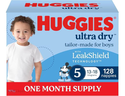 Huggies Ultra Dry Nappies Boys Size 5 (13-18kg) 12...