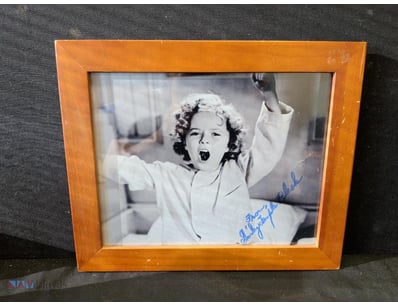 FRAMED AUTOGRAPHED PHOTOGRAPH OF SHIRLEY TEMPLE BL...