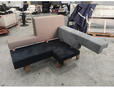 Modern modular corner seating unit featuring a con...