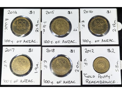 AUSTRALIAN 100 YEARS OF ANZAC ONE DOLLAR COIN SET ...