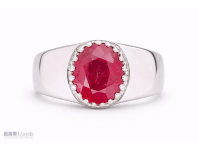NATURAL BURMESE RUBY RING ON 925 SILVER - WITH CER...