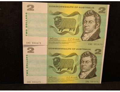 COMMONWEALTH OF AUSTRALIA TWO DOLLAR NOTES - SEQUE...