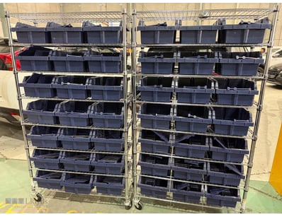 Industrial storage system comprising two mobile wi...