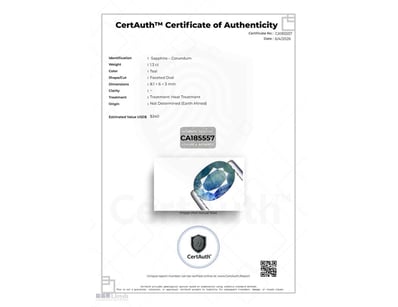 CERTIFIED 1.30CT NATURAL TEAL SAPPHIRE – FACETED O...