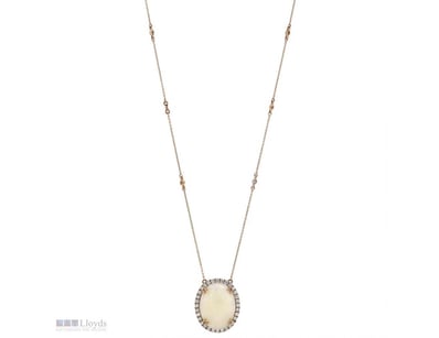 14K ROSE GOLD, AUSTRALIAN OPAL AND DIAMOND, HALO P...