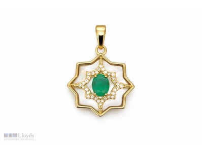 NATURAL EMERALD & MOTHER OF PEARL (NACRE) PENDANT ...