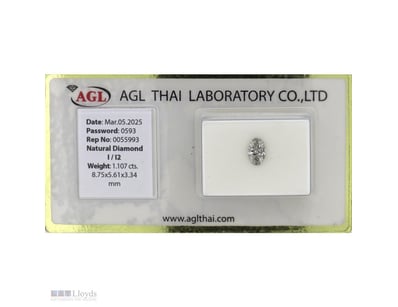 1.107CT CERTIFIED, NATURAL DIAMOND     

Oval Bril...