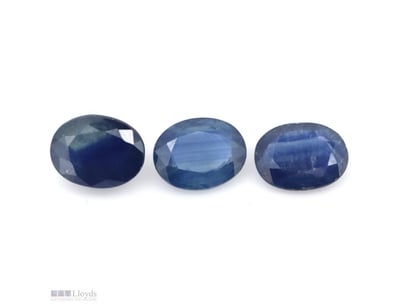 7.61CT TSW X 3, NATURAL BLUE CORUNDUM SAPPHIRES   ...