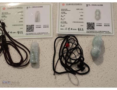 2 X CERTIFIED CHINESE LIGHT GREEN JADE UNISEX NECK...