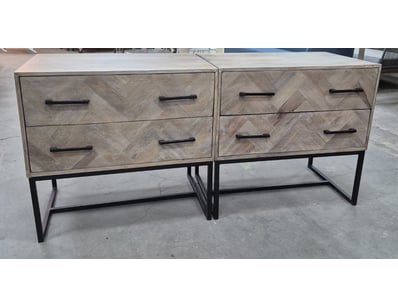 Modern style bedside table drawers in warm natural...