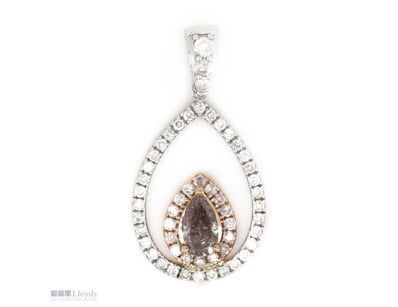 14K WHITE/ROSE GOLD, PINK DIAMOND AND DIAMOND, DOU...