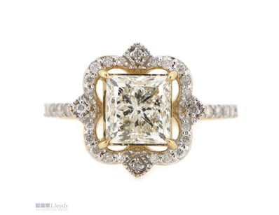 14K YELLOW GOLD AND DIAMOND, VINTAGE INSPIRED RING...