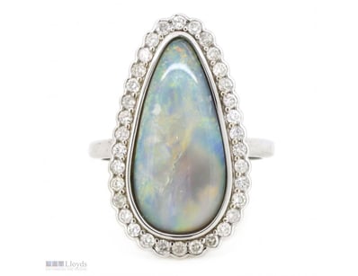 14K WHITE GOLD, 5.57CT AUSTRALIAN ANDAMOOKA OPAL A...