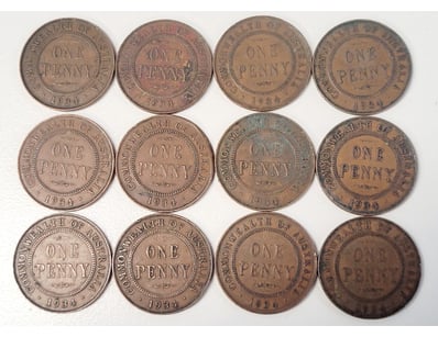 12X 1934 AUSTRALIAN ONE PENNY COINS

488567+41
...