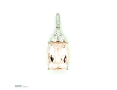 9CT WHITE GOLD BRAZILIAN MORGANITE AND DIAMOND PEN...