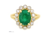 14K Yellow Gold, Emerald And Diamond, Antique