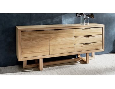 RRP: $1790, Buffet, Australian Oak. Geometric legs...