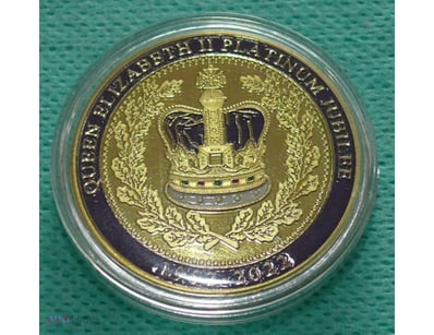 1952-2022 GOLD PLATED QELL PLATINUM JUBILEE COIN I...
