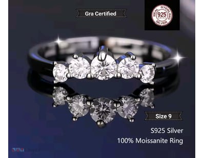 GRA CERTIFIED 925 SILVER MOISSANITE ETERNITY RING ...