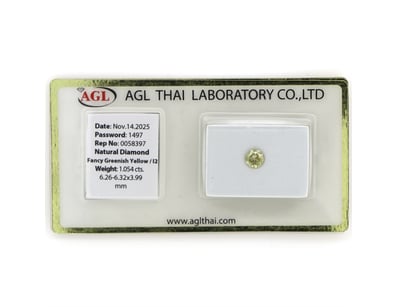 1.054CT CERTIFIED, NATURAL FANCY GREEN/YELLOW DIAM...