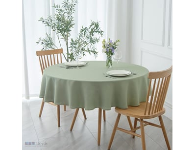 maxmill Round Textured Tablecloth Spill-Proof Wrin...