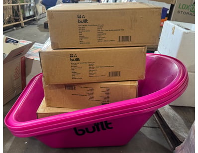 Built 100L Poly Tray Wheelbarrow in Pink kits

