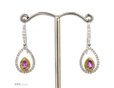 14K WHITE/YELLOW GOLD, PINK SAPPHIRE, FANCY YELLOW...