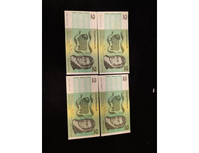 AUSTRALIAN TWO DOLLAR NOTES - LOT OF FOUR BANKNOTE...