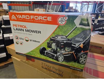 YardForce Petrol Lawnmower  16"
Note: Box Damaged...