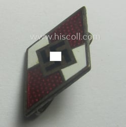 HJ (ie. 'Hitlerjugend') enamelled lapel-pin (ie.: 'Raute') with...