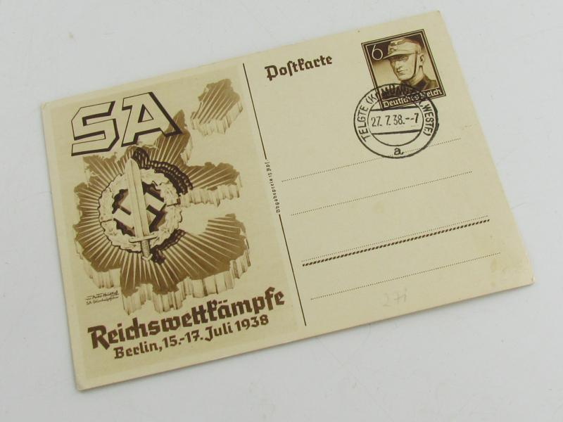 SA postcard - Reichswettkämpfe, Berlin 1938