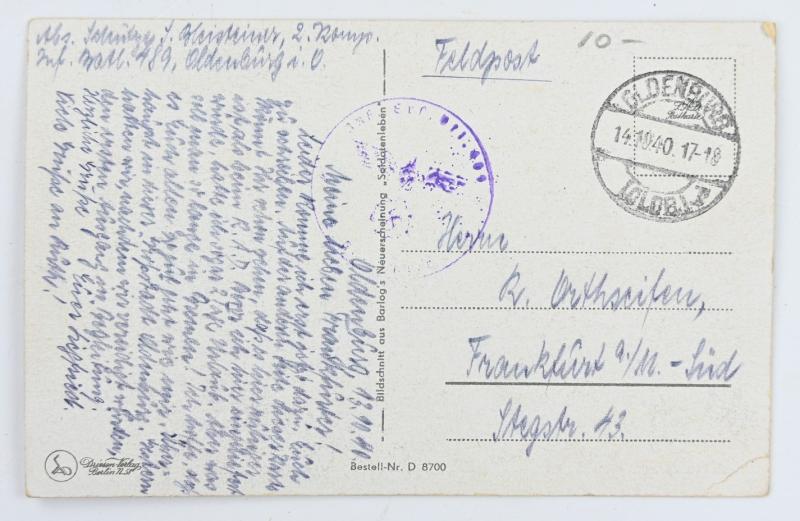 German Third Reich Period Postcard 2./I.R. 489