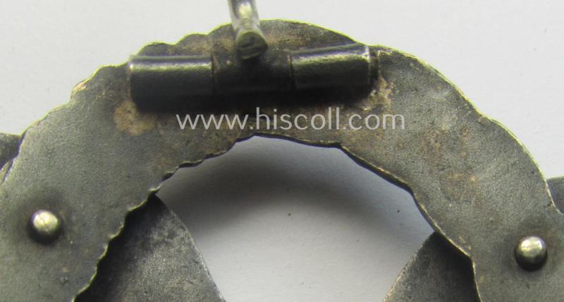 WH (Luftwaffe) 'Flugzeugführer-Abzeichen' (or: pilots'-badge) being a maker- (ie. 'BSW'-) marked- and typical 'Buntmetall'-based example as was produced by the maker (ie. 'Hersteller') named: 'Brüder Schneider' (ie. 'BSW')