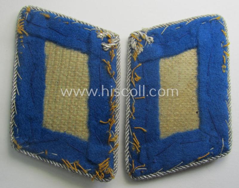 Clearly tunic-removed - and fully matching! - pair WH (Luftwaffe) 'dual-piped', officers'-type collar-tabs (ie. 'Kragenspiegel für Offz. der LW') as was intended for usage by a: 'Leutnant der Reserve eines Flieger- o. Fj-Abtlgs. o. Rgts.'