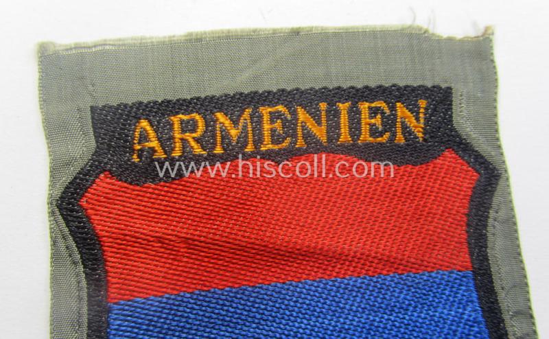 'BeVo'-type armshield entitled: 'Armenien' (being a 'virtually mint- ie. unissued' example as intended for a volunteer who served within the 'Deutsche Wehrmacht' ie. within the 'Armenisches Legion')