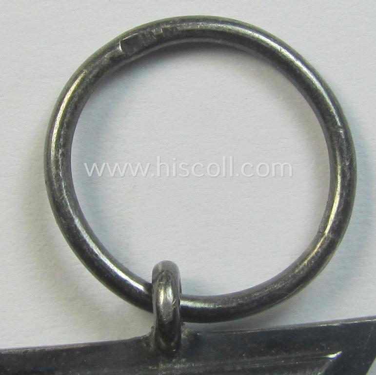 Attractive, WWI-period: 'Eisernes Kreuz II. Klasse' (or: iron cross second class) being a typical maker-marked example that comes together with its (minimally) confectioned but long-sized piece of ribbon (ie. 'Bandabschnitt')