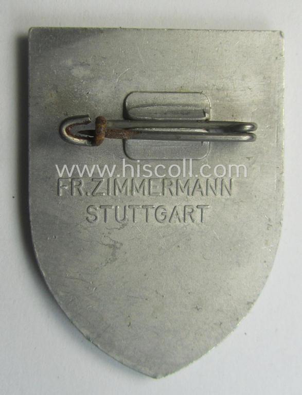 Attractive - and never before seen! - aluminium-based) N.S.D.A.P.-related day-badge (ie. 'tinnie' or: 'Veranstaltungsabzeichen') as was issued to commemorate the: 'Kreisparteitag 1935 u. Spatenstich - 3.Thinbplatz - Pr.Holland - 13. u. 14.7.35'