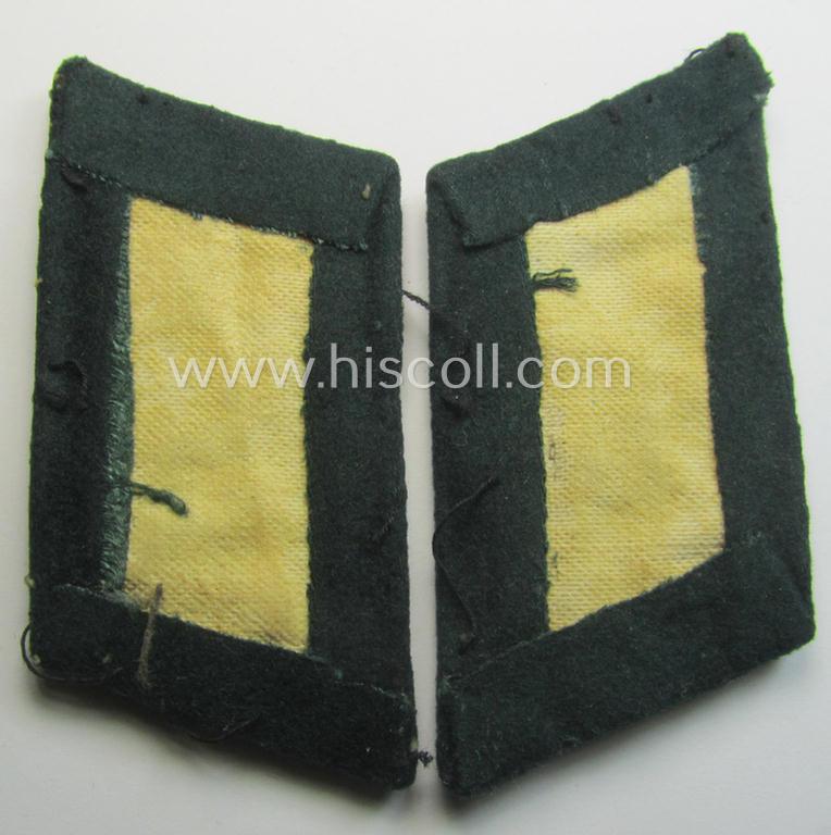 Moderately used - and fully matching! - pair of WH (Heeres) officers'-type collar-tabs, as was piped in the light-blue-coloured branchcolour as was intended for usage by an: 'Offizier der Nachschub-Truppen'