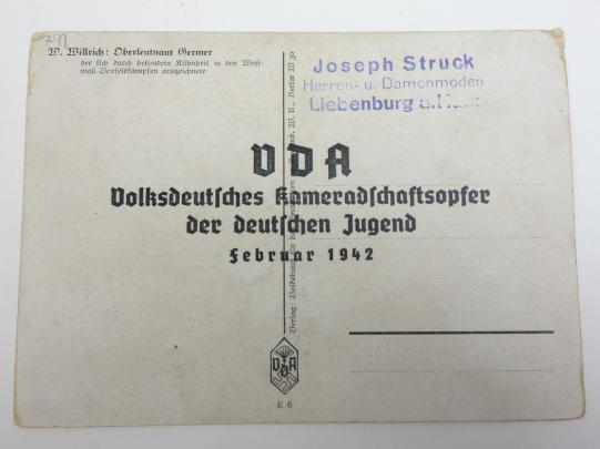German "Willrich" Type postcard "Oberleutnant Germer"