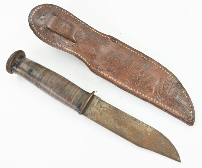 US Navy WW2 Fighting Knife 'USS Naos AK-105' Geo T. Fedor'