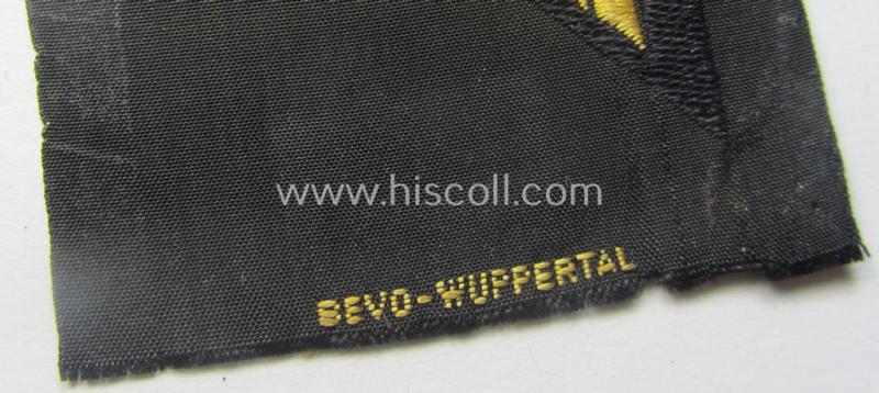 Scarcely found, RB- ('Reichsbahn'-) related arm-eagle that is showing an interwoven 'BeVo - Wuppertal'- makers'-designation) as was specifically intended for usage by an official of the: 'Deutsche Reichsbahn'