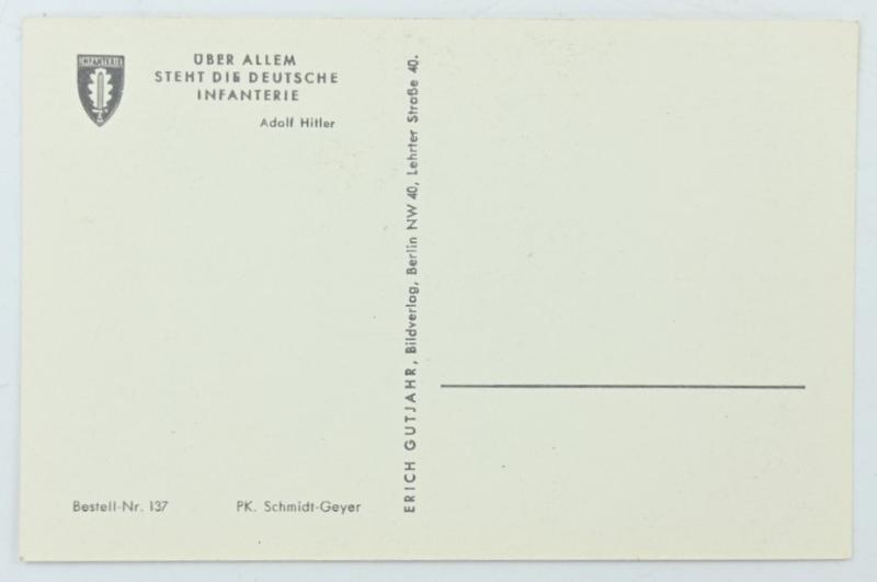 German WH Postcard 'Uber allem steht die Deutsche Infantrie'