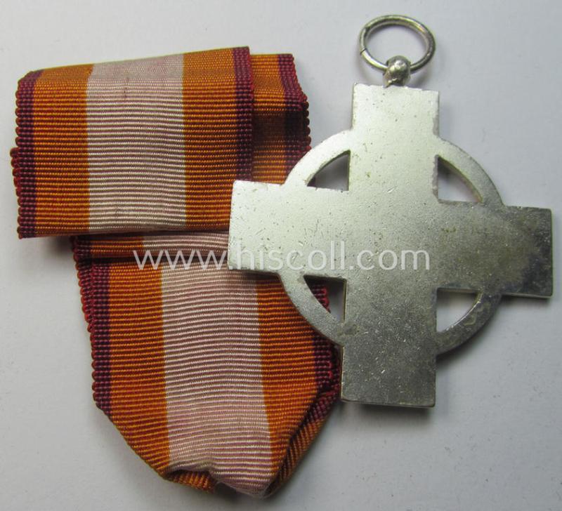 Superb - and actually scarcely encountered! - nicely enamelled, so-called: 'Feuerwehr-Ehrenzeichen der II. Stufe' that comes mounted onto its full-length piece of ribbon (ie. 'Bandabschnitt') as issued ie. worn