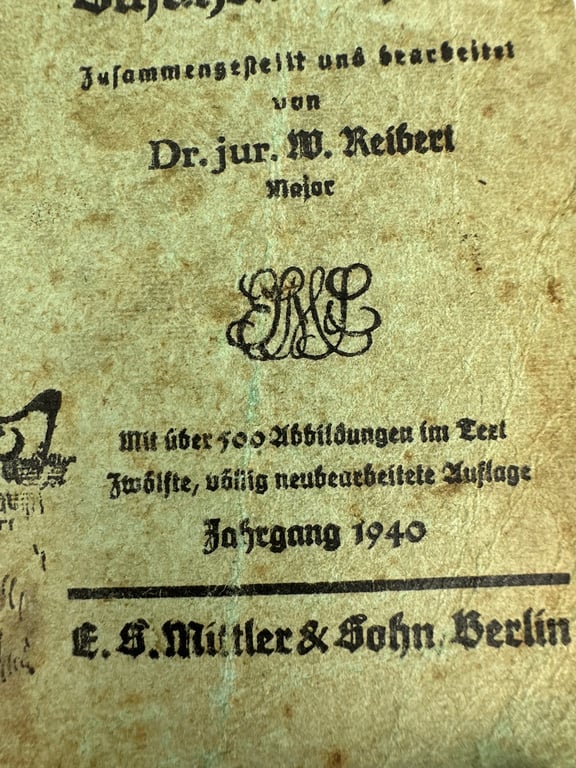 Original WWII German " Reibert Manual"for Gewehr (Rifle) und MG (Machine Gun) Schützen