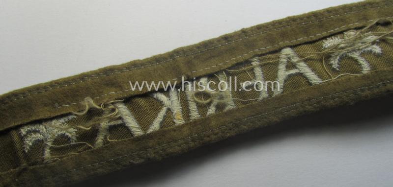 Moderately used, WH cuff-title (ie. 'Ärmelstreifen') entitled: 'Afrika' (being a hardly shortened example that comes in an overall very nice- (ie. issued and clearly worn ie. once tunic-attached-), condition