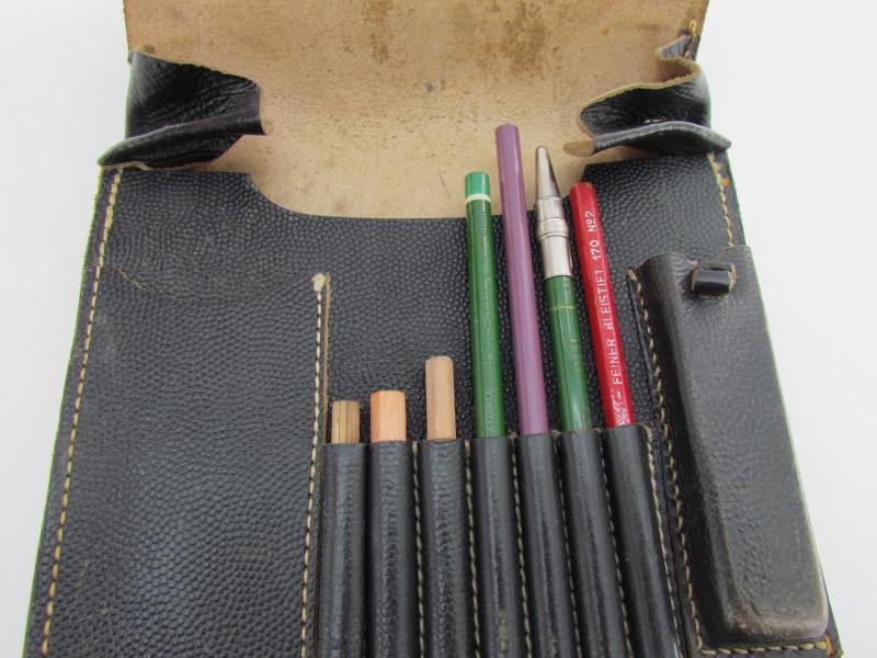 Wehrmacht Black Leather Map Case-Meldetasche