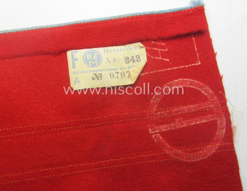 Stunning - and rarely encountered! - N.S.D.A.P.-type, 'smooth'-woolen-based armband (ie. 'Armbinde für politschen Leiter') as was intended for usage by an: 'N.S.D.A.P.-Ortsgruppenleiter' that still retains its period-attached 'RzM'-etiket