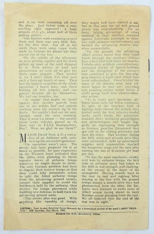 US WW2 Army Talk March 31, 1945
