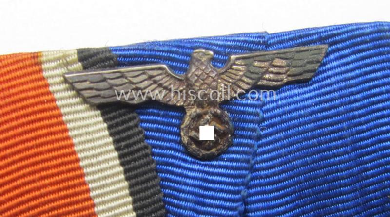 3-pieced WH (Heeres o. KM etc.) medal-bar (ie.: 'Ordenspange') resp. showing an: 'EKII. Kl.', a: 'WH-DA 4. St.' and an Austrian 'Anschluss'-medal